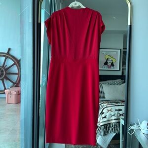 Express Size L RED cap sleeve midi sheath dress